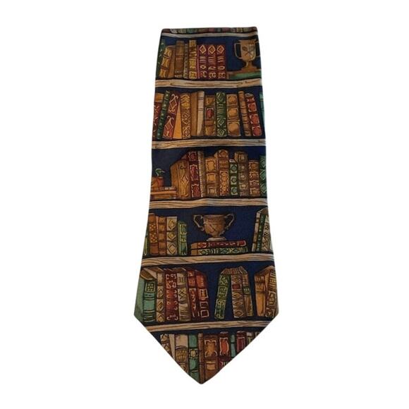 Allyn Neckwear Men's 100% Silk Libris Bookplate Neck Tie Classic USA - Picture 1 of 2